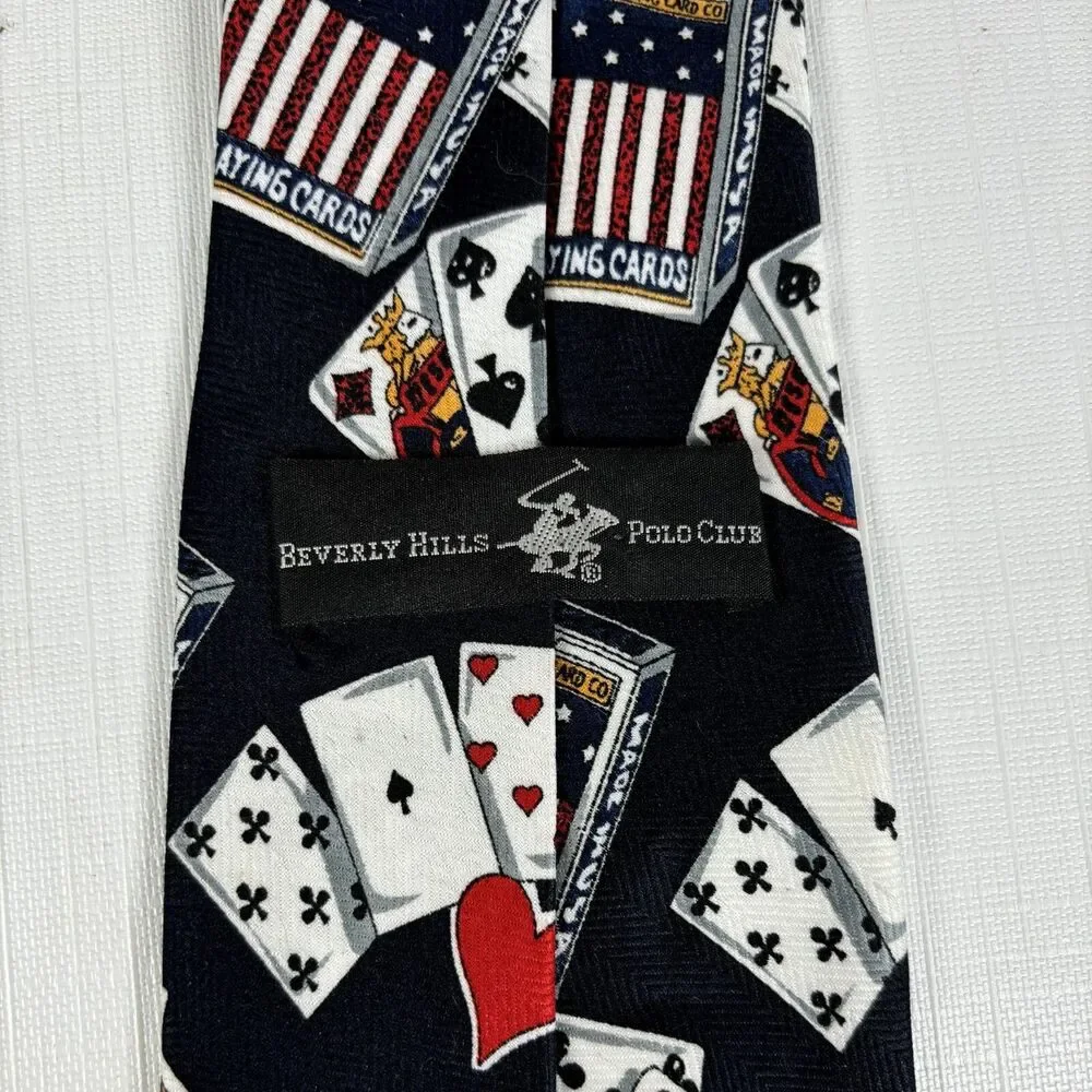 Vintage Mens Novelty Poker Preppy Tie Gambling Casino Playing Cards Spade Heart